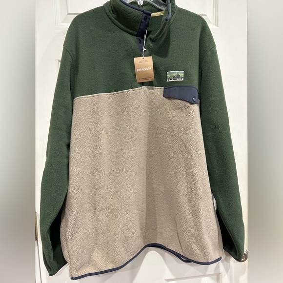Patagonia Men's XXL Lightweight Synchilla Snap-T Fleece Pullover NWT Green Grey - Picture 1 of 10
